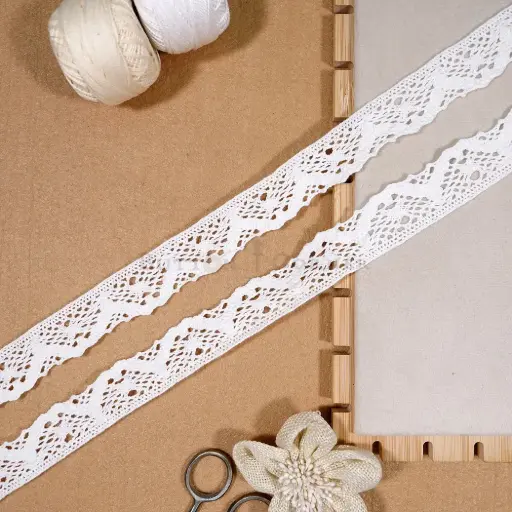 [CRL423 WHITE] One Side Border Crochet Lace
