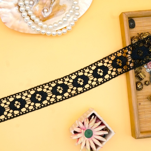 [CRL45 BLACK] Double Side Border Crochet Lace