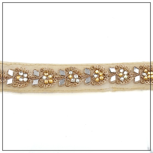 [AF19027-CHAMPAGNE] Fancy Kundan Lace