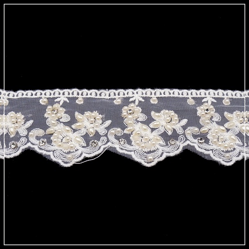 [AF19031-WHITE] One Side Border Fancy Net Lace