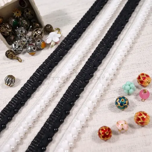 Wool Ball Design With Pearl Hanging Lace