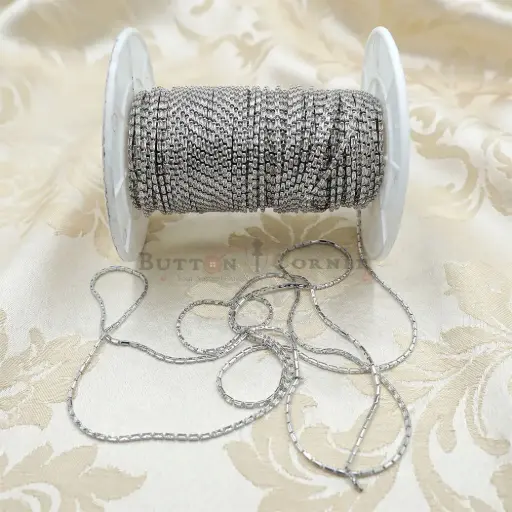 [CHAIN2x1 CRYSTAL WHITE] Crystal Cut Stone Fancy Chain