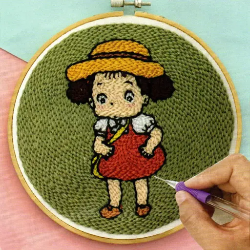 [C1005] Cartoon Character Embroidery Punch Needle DIY Kit