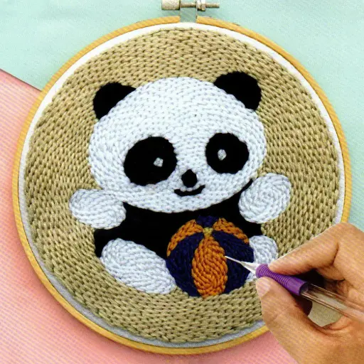 [C1068] Panda & Ball Design Embroidery Punch Needle DIY Kit