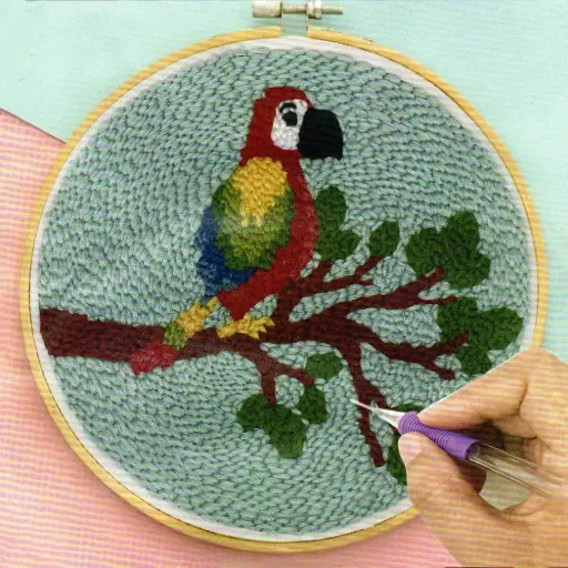[C1030] Colourful Parrot Embroidery Punch Needle DIY Kit