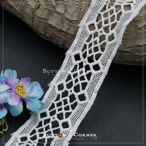 [D8881-WHITE] Shuttle Joined Lace