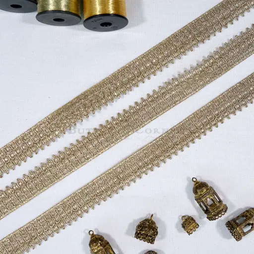 [GOTL825 GOLD] Metallic Yarn Fancy Gota Lace