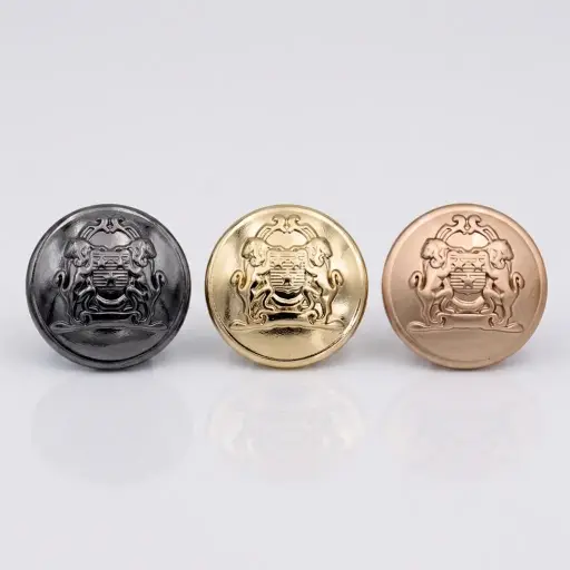 Vintage Royal Lion Shield Emblem Metal Suiting Button