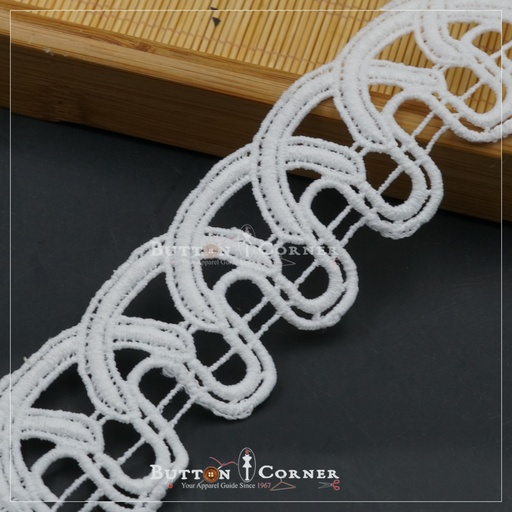 [D8893-WHITE] One Side Border Shuttle Lace