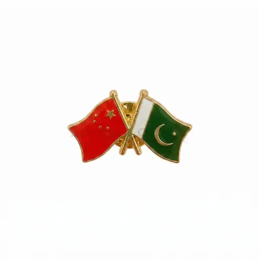 [X7550] Pakistan & China Friendship Cross Flag Lapel Pin