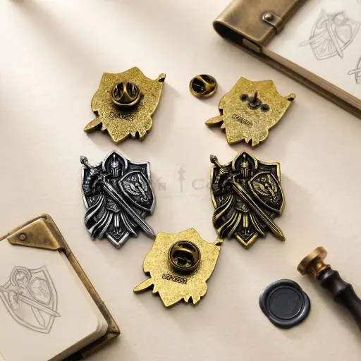 Gladiator with Armed Knight Shield & Sword, Lapel Pin