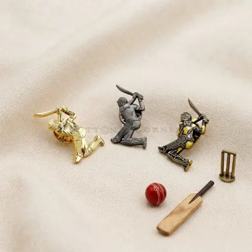 Pose of Shot in Cricket, Batsman Lapel Pin