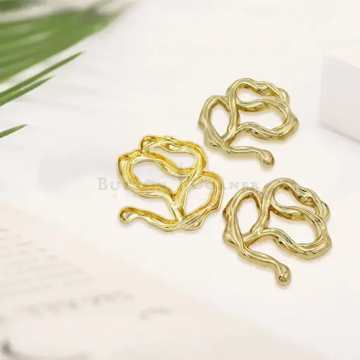 [H10020-48 LIGHT TEA GOLD] Swirly Molten Design Irregular Abstract Buckle
