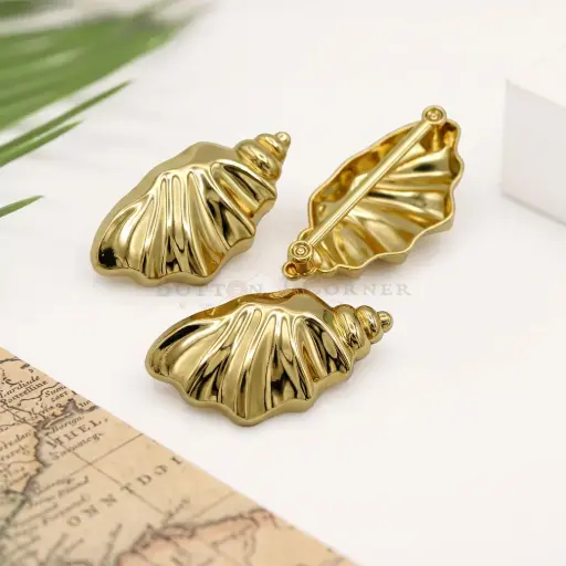 [B3558 LIGHT TEA GOLD] Ribbed Shell Pattern Conch Seashell Scarf Holder