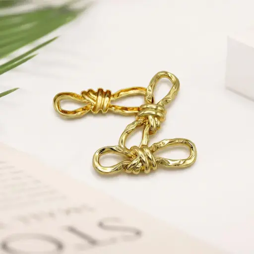 [H10021-66 LIGHT TEA GOLD] 66mm Twisted Rope Knot Scarf Buckle