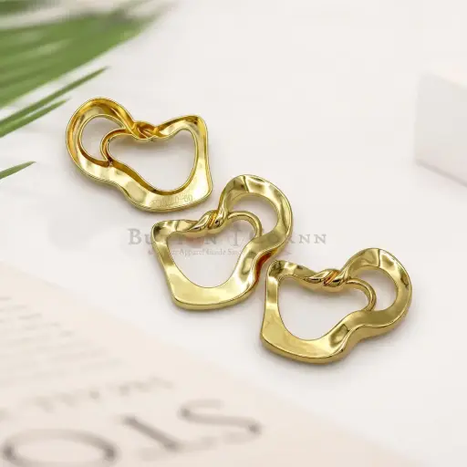 [H10010-60 LIGHT TEA GOLD] 60mm Irregular Organic Shape Scarf Buckle