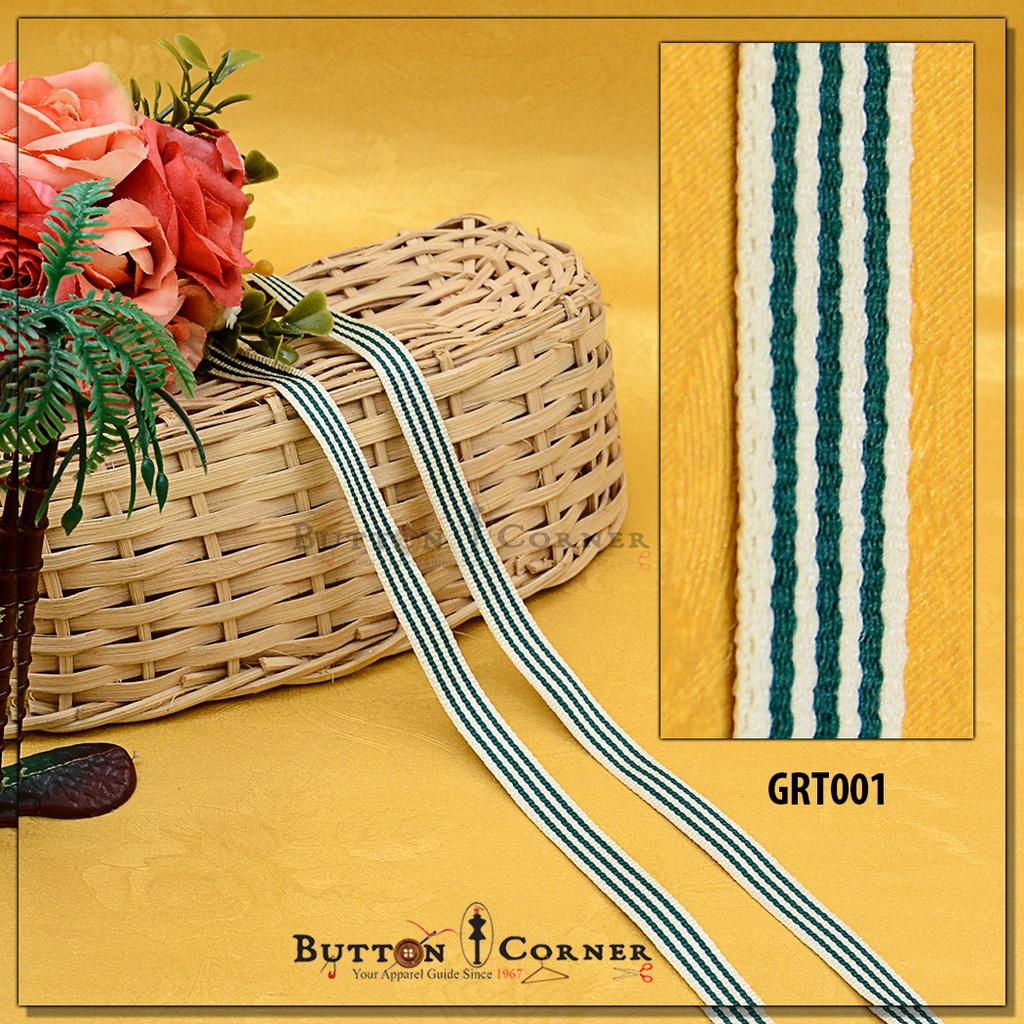 Multi Striped Grass Grain Tapes Off White Base