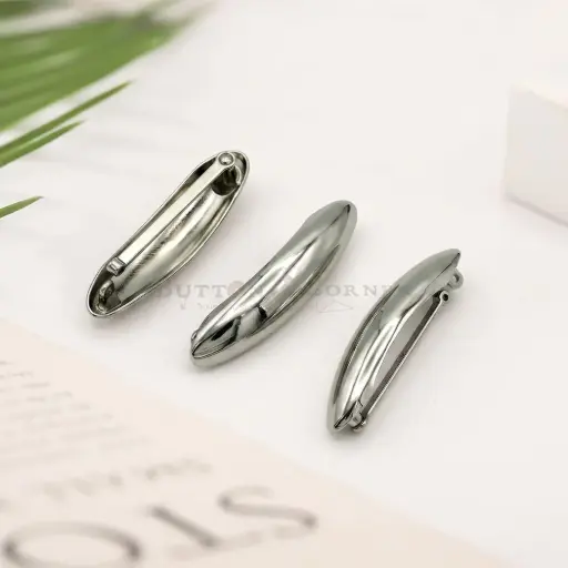 [B3704-60 NONTOXIC WHT] 60mm Curved Bar Barretes Clip-Shape Scarf Buckle