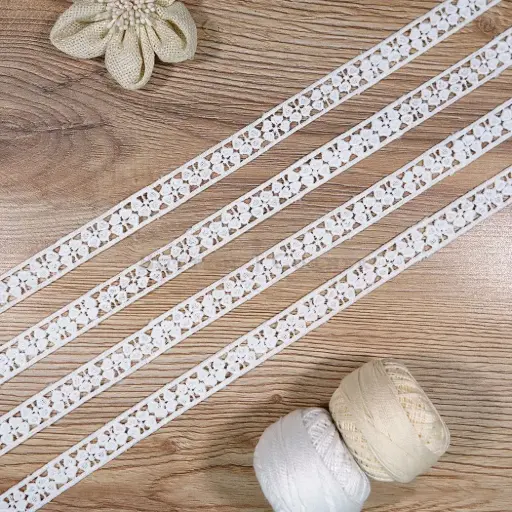 [ALN511 WHITE] Double Side Border Shuttle Lace