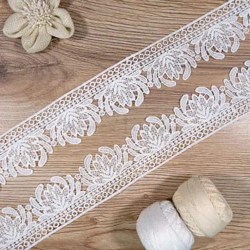 [ALN514 WHITE] Openwork Floral Pattern Shuttle Lace