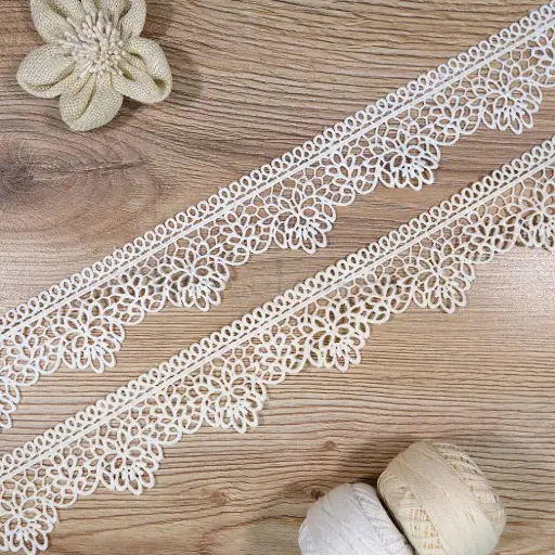 One Side Border Shuttle Lace with Scallop Edge