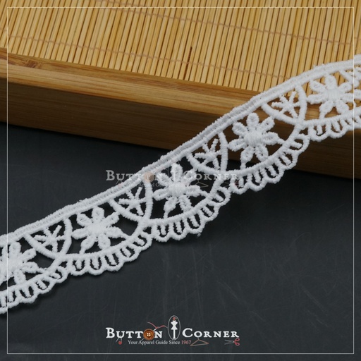 [D6468-WHITE] One Side Border Shuttle Lace