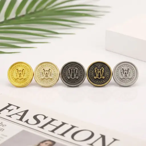 Vintage-Style Onrante Monogram Surrounded Decorative Pattern Shank Button