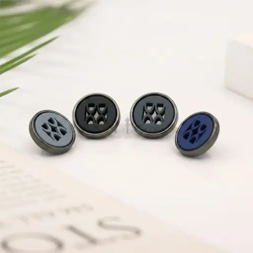 Nontoxic Gun Black Plated Debossed Centre Emblem with Outer Ring Shirt Button