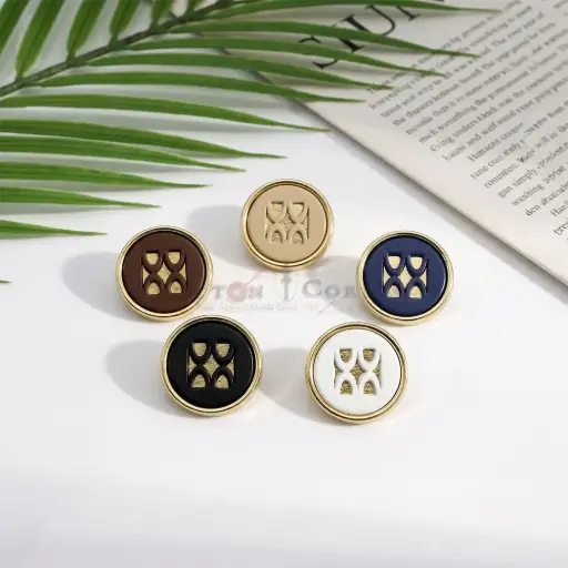Light Gold Plated Debossed Centre Emblem with Outer Ring Shirt Button