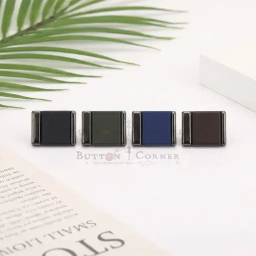 Nontoxic Gun Black Plated Minimalist Geometric Square-Shaped Shirt Button