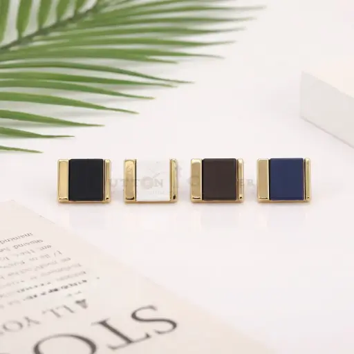 Light Gold Plated Minimalist Geometric Square-Shaped Shirt Button