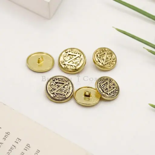 Gothic Capital "N" Baroque Scrollwork Shank Button