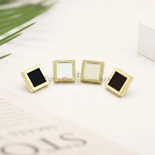 Light Gold Plated Classic Square Frame Design Shirt Button