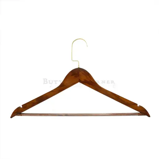 [H03-45 DARK BROWN] Wooden Shirt Hanger with Non-Slip Adhesive Strip