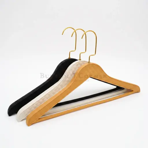 Quilted Faux Leather Textured Plastic Shirt Hanger with Gold Hook