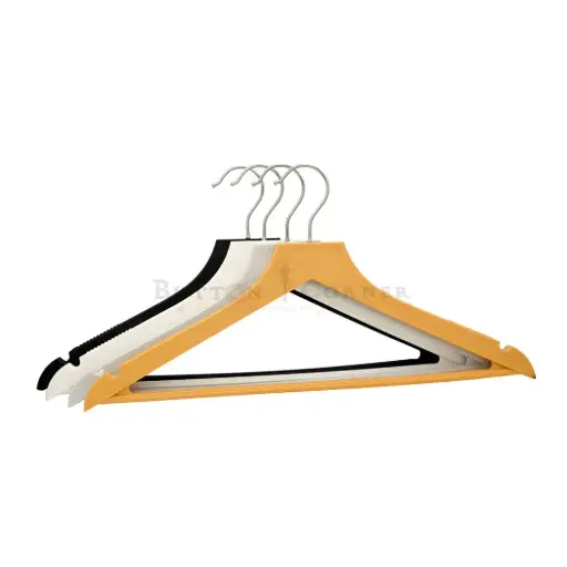 Matt Finish Plastic Shirt Hanger with Non-Slip Shoulder Notches and Pant Bar