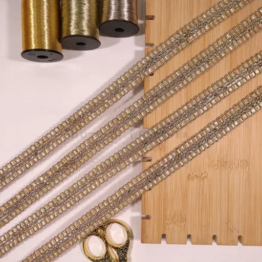 [GOTL835 GOLD] Fancy Gota Lace with Circular Pattern