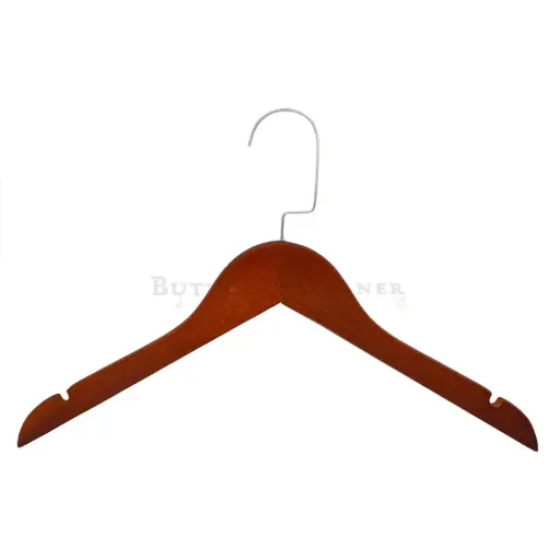 [38RG WALNUT BROWN] Vintage-Style Anti-Slip Wooden Coat Hanger 