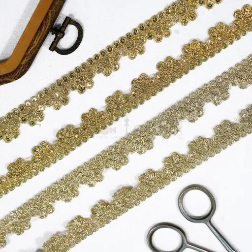 Decorative Sequence Accent Fancy Metallic Yarn Lace