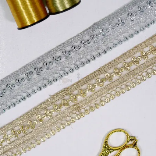 Decorative Sequence Embellishment Fancy Metallic Yarn Sequence Lace