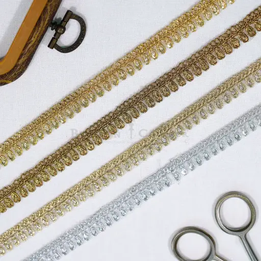 Fancy Metallic Yarn Sequence Lace