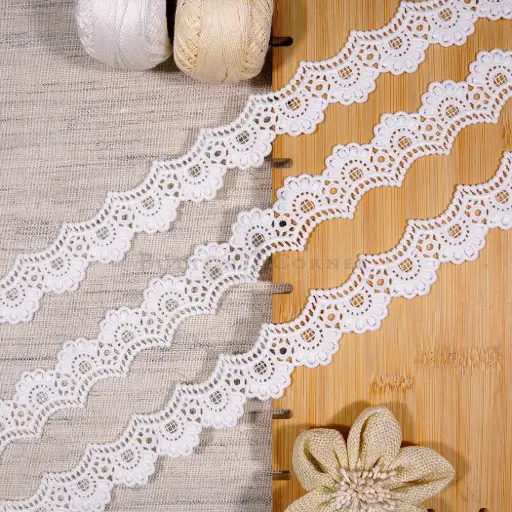 [H3630 WHITE] Decorative Scallop Edge Shuttle Lace