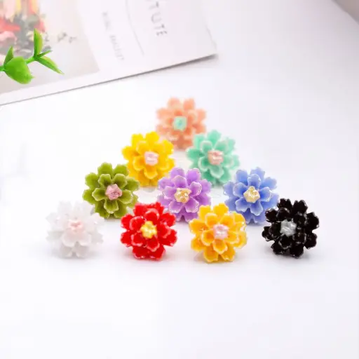 Cute Tiny Mini Blooming Cabochon Flower Shank Button