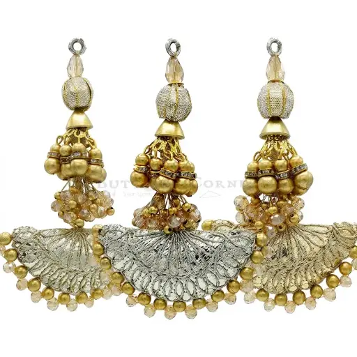 Decorative Rhinestone & Pearl Accent Tassel with Centre Hanging Embellishment