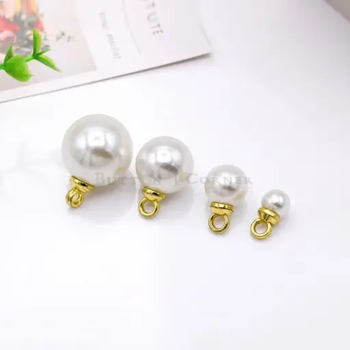 ABS Imitation High-Light Round Pearl Pendant in Small Gold Loop