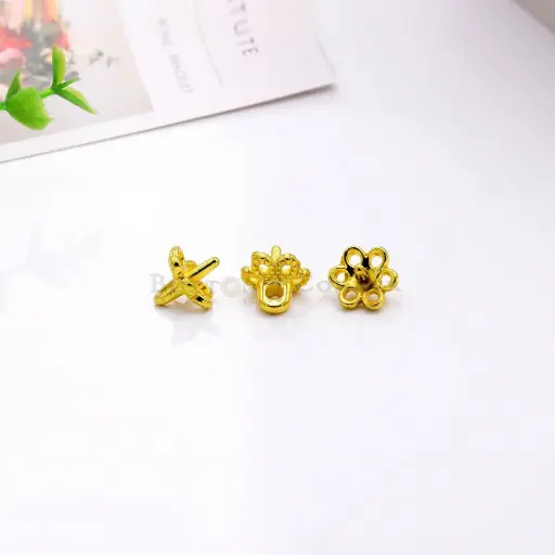 [FS PINS 6.5mm GOLD] Flower Shape Pearl Hanging Pins