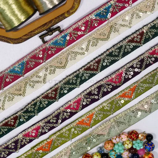 Sequence Embellishment Metallic Yarn Fancy Lace