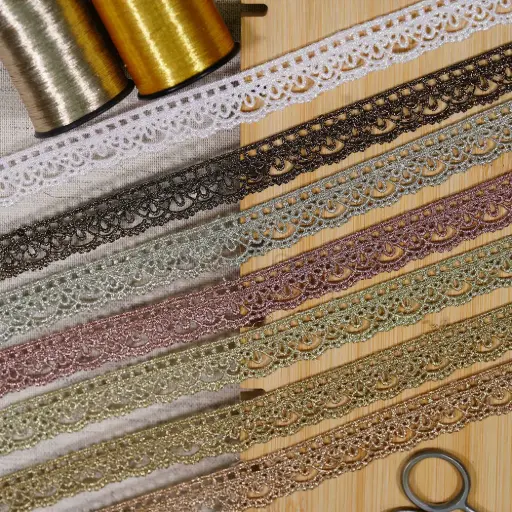 Scallop Edge Fancy Metallic Yarn Zari Lace