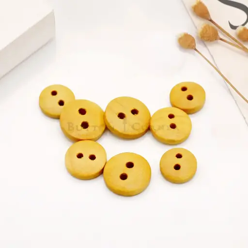 Classic Smooth Surface Round Shape 2-Hole Wooden Shirt Button