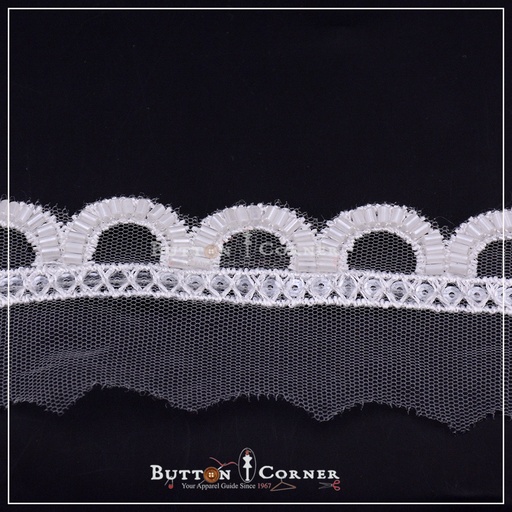 Fancy Glass Beads Net Lace